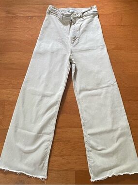 Zara Cream Wide-Leg High-Rise Jeans